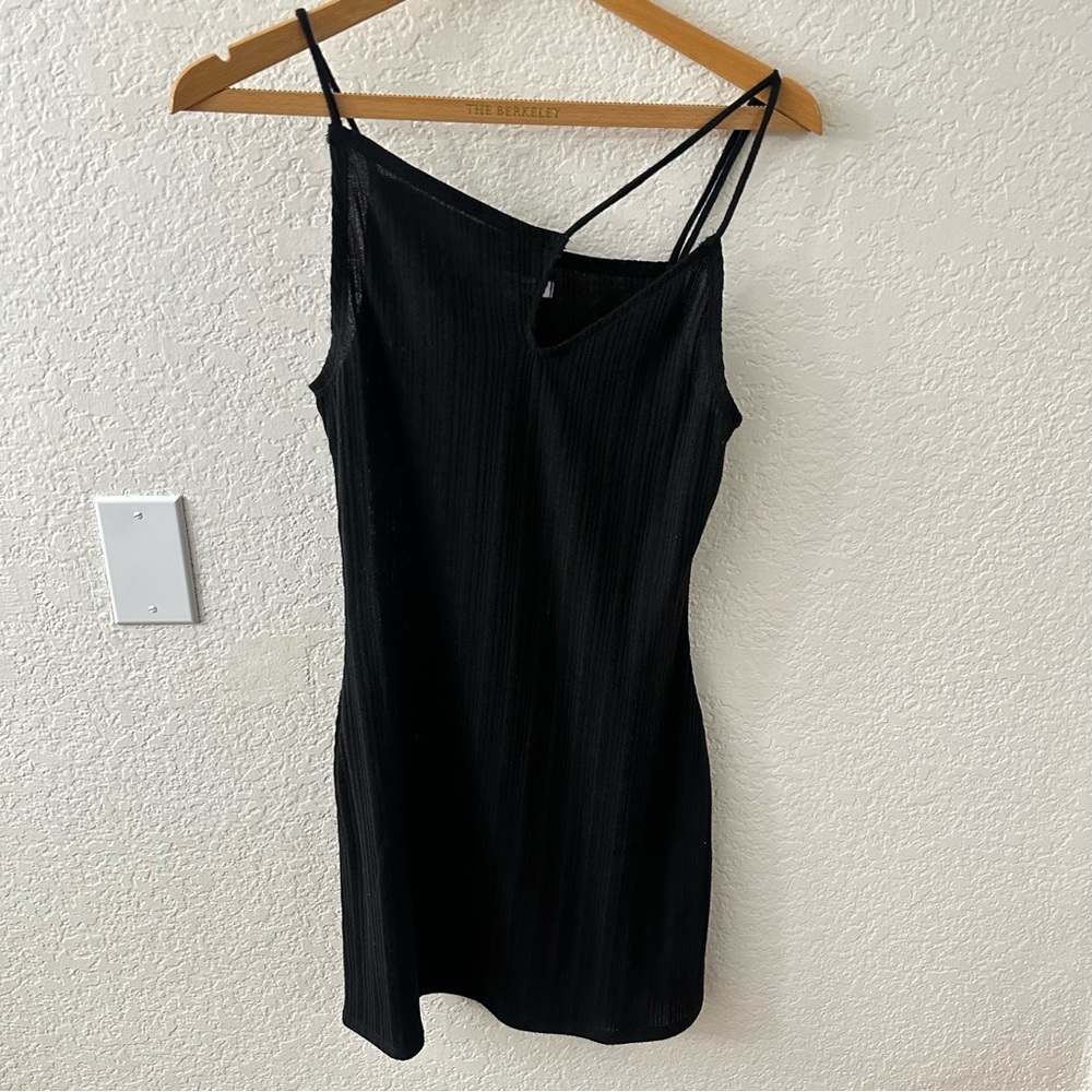 Reformation Black Ribbed Mini Dress
